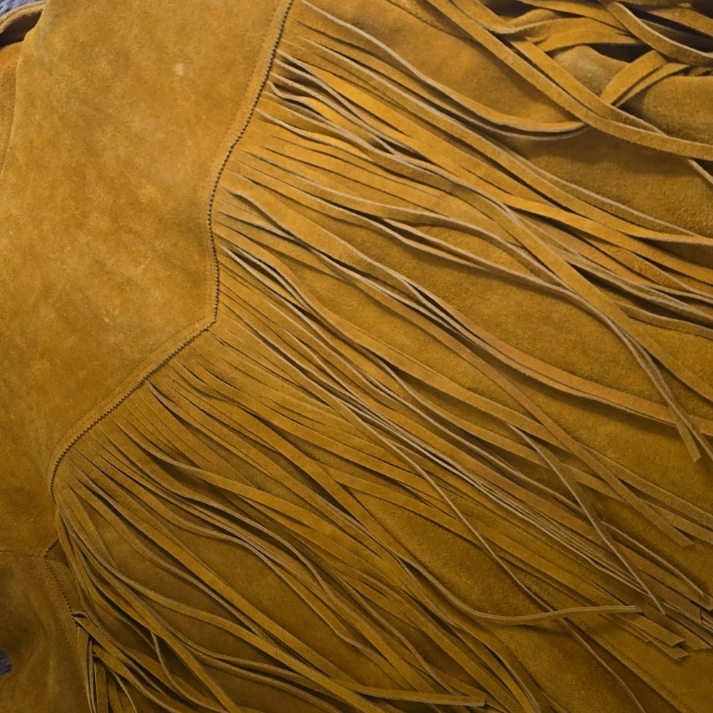 VINTAGE Men’s Fringe Suede Jacket - Burnt Orange Brown Sz‎ L / XL - Picture 7 of 14